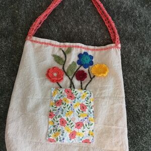 Handmade crochet design fabric cotton multi purpose bag
